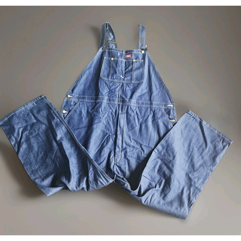 Dickies Carpenter Bib Overall Men's 54x30 Blue Denim Jean Dungarees Indigo